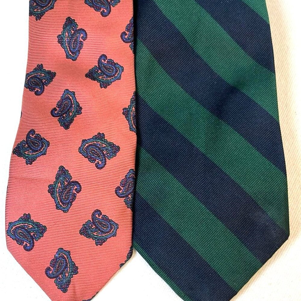 Redwood & Roth Repp Ties Men's Neckties 57"+L Set of 2 Vintage Old Money Hipster